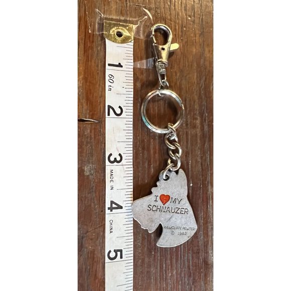 Vintage 1982 I Love My Schnauser Rawcliffe Pewter Keychain Dog - Picture 8 of 9
